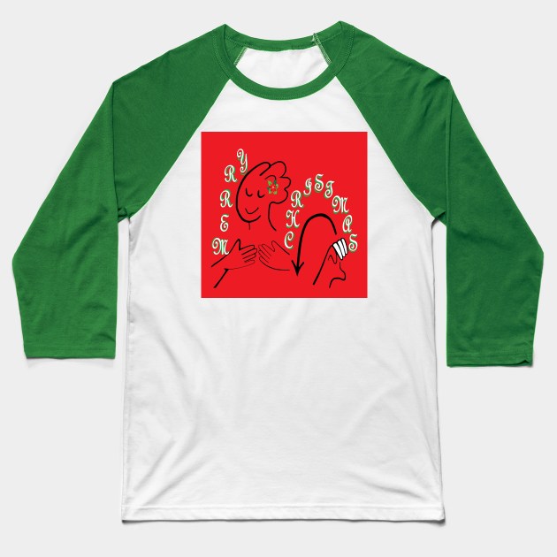 ASL Merry Christmas Baseball T-Shirt by EloiseART